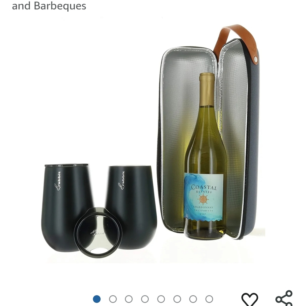 Rabbit Wine To Go Insulated Wine Carrier With 2 Stainless Steel Lidded Tumblers